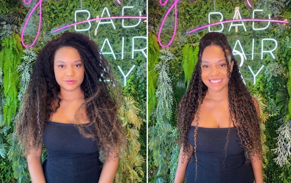 Antes e depois da transformação das madeixas da Ex-BBB Thalyta Alves - Crédito da Foto: Divulgação