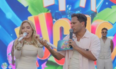 Manu Bahtidão e Lucas Guimarães no quadro Chuveiro ou Dinheiro - Foto: Divulgação / SBT