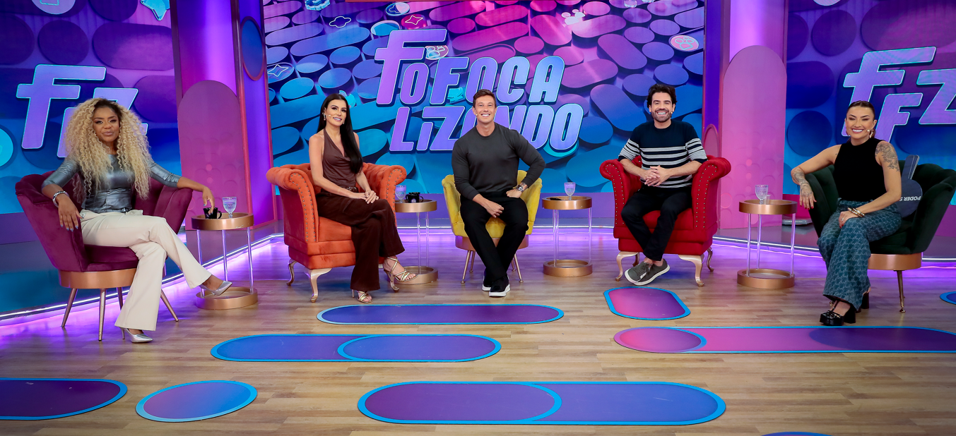 Fofocalizando: Cariúcha, Gaby Cabrini, Gabriel Cartolano, Matheus Baldi e Thayse Teixeira - Foto: Rogério Pallatta / SBT